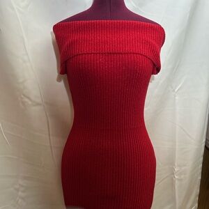 Elegant Off-Shoulder Red Sweater